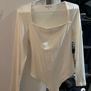 Abercrombie & Fitch Off-White Long Sleeve Bodysuit